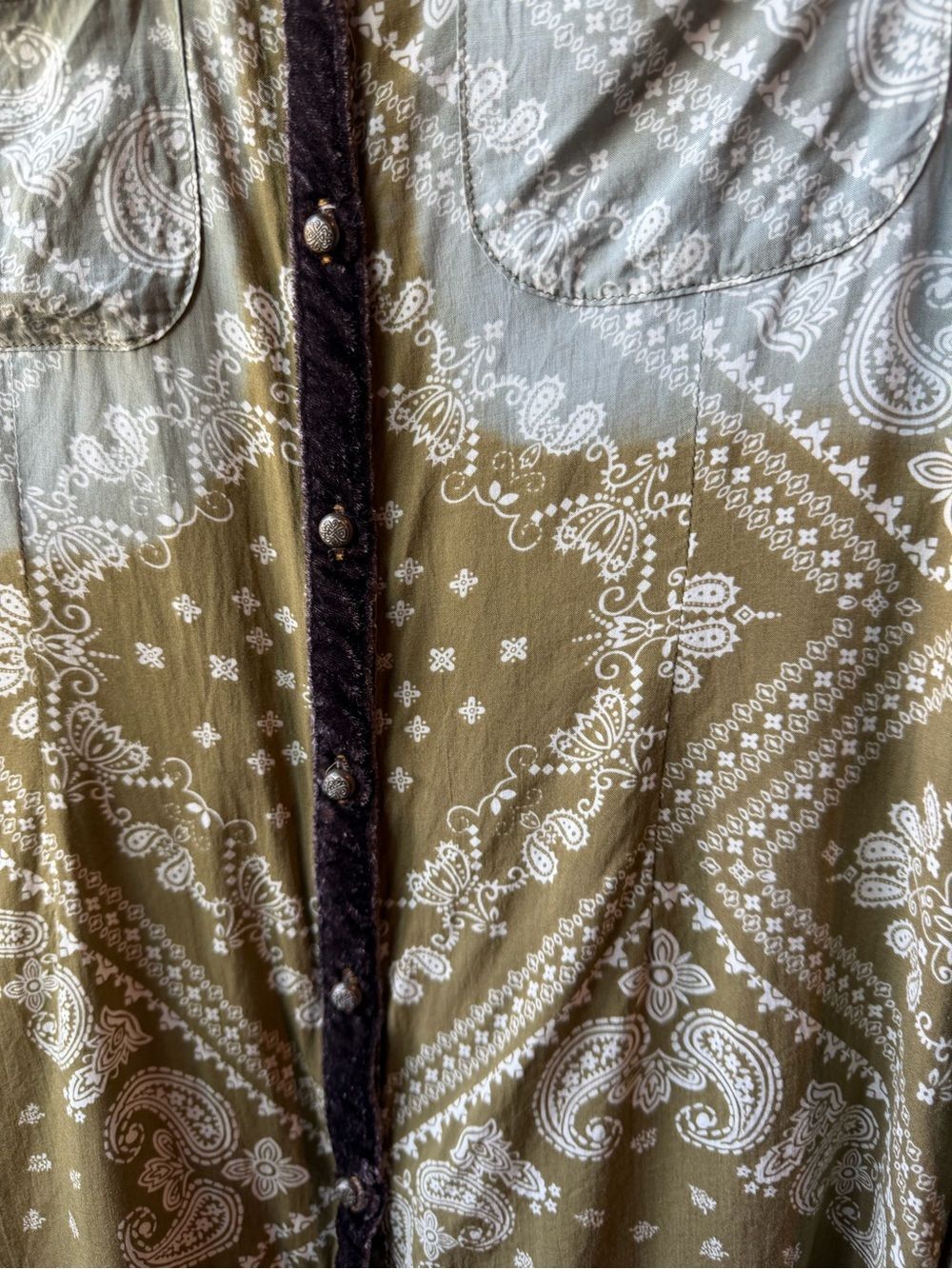 Aratta Silent Journey Floral Embroidered Boho Patchwork Paisley Button Up Top XS - Picture 6 of 11